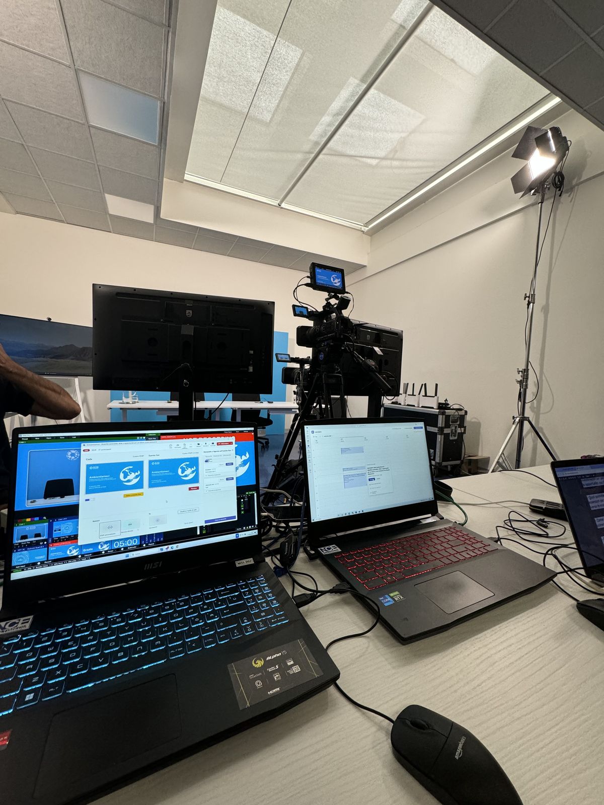 Telecamere e regia su set aziendale