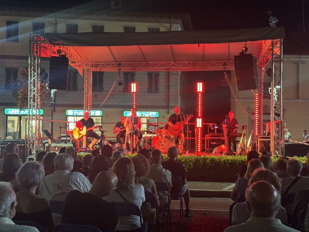 Festa dell’Oca — palco illuminato durante il concerto serale